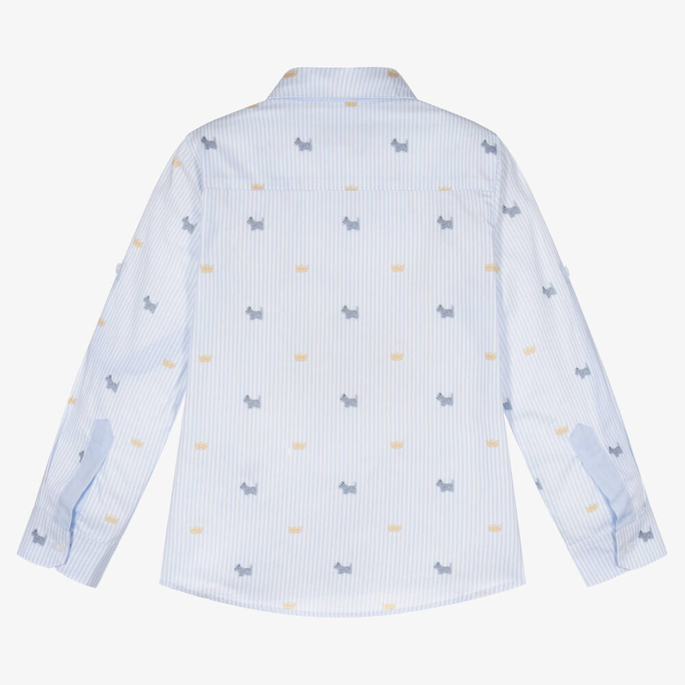Lapin House-Boys White & Blue Stripe Shirt | Childrensalon Outlet
