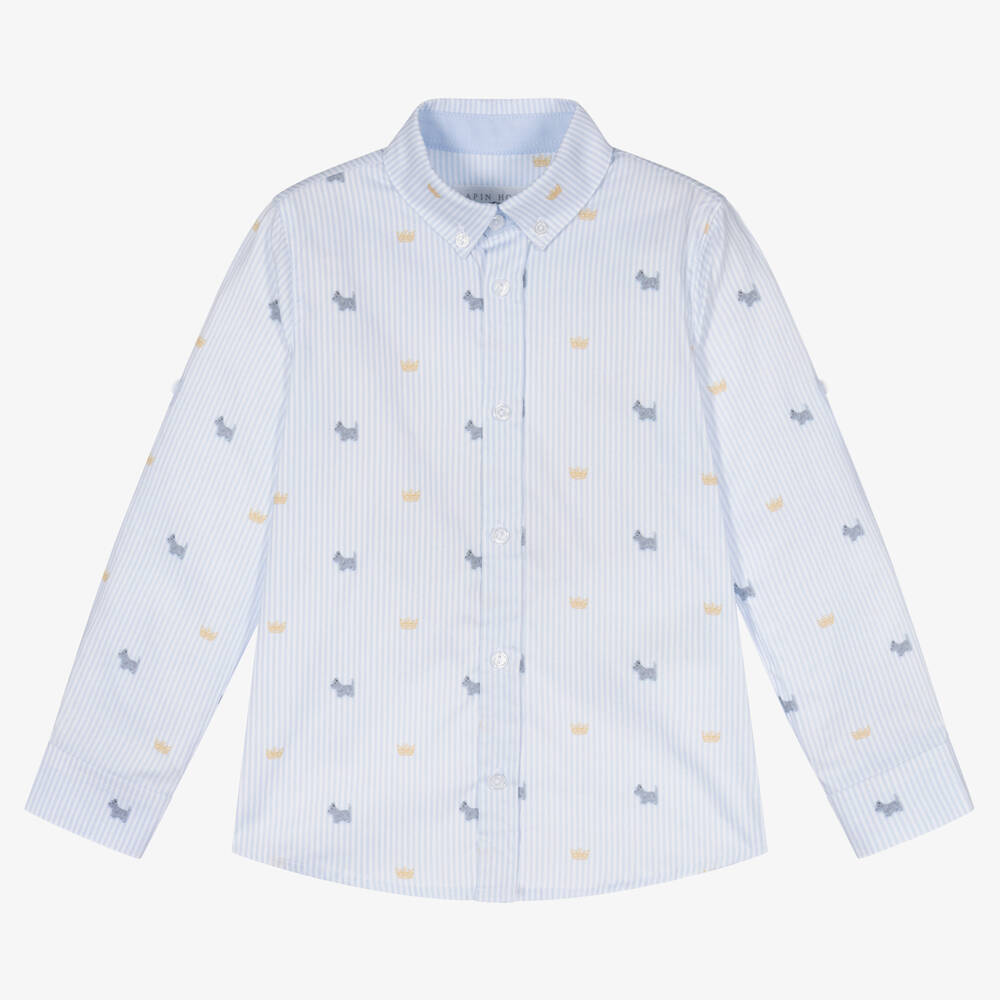 Lapin House - Бело-голубая рубашка в полоску для мальчиков | Childrensalon