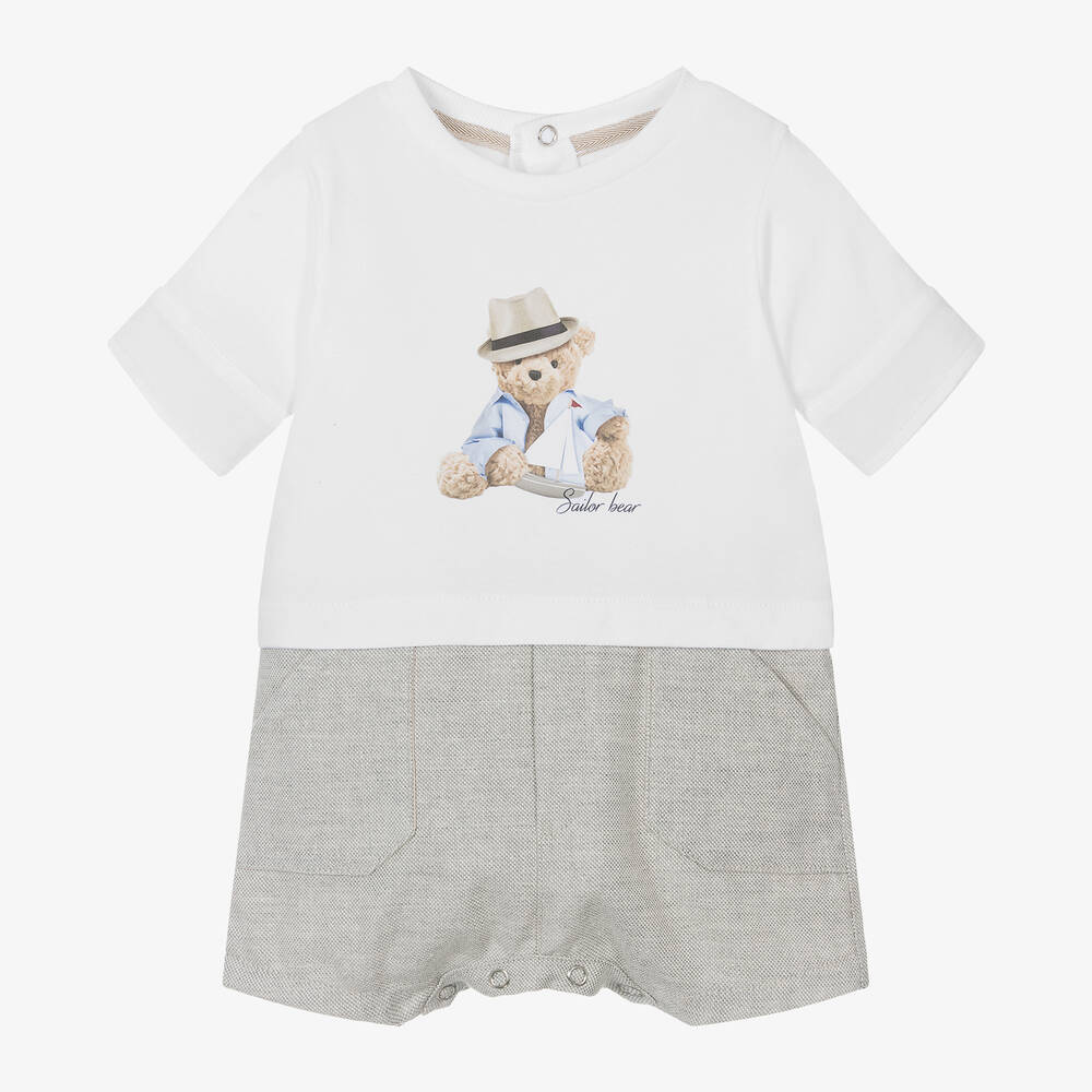 Lapin House-Boys White Cotton Bear Shortie | Childrensalon Outlet