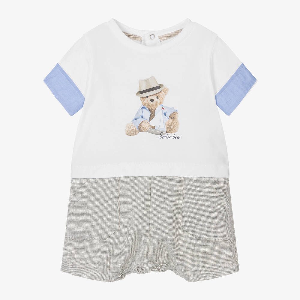 Lapin House-Boys White Cotton Bear Shortie | Childrensalon Outlet