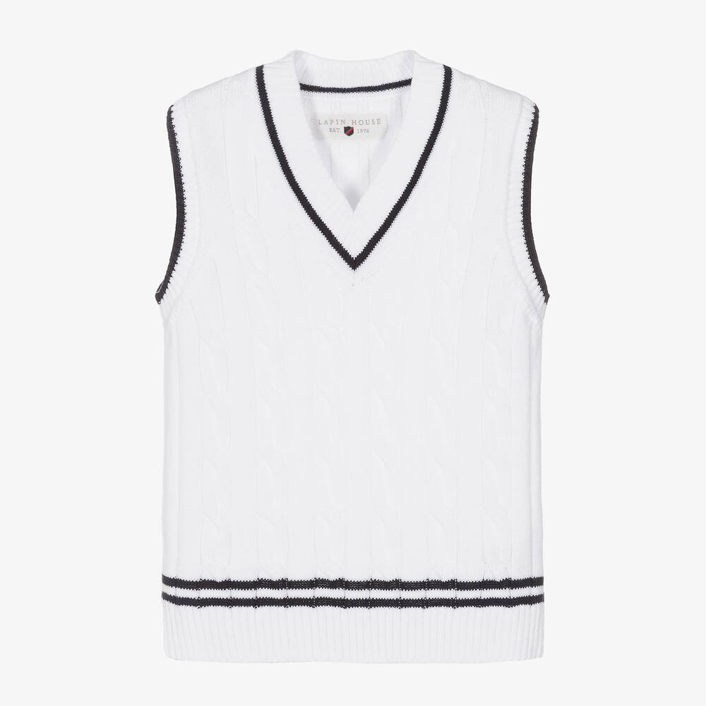 Lapin House-Boys White Cotton Knit Slipover | Childrensalon Outlet