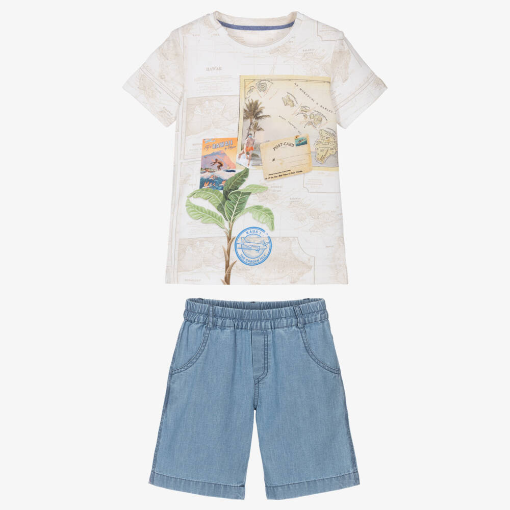 Lapin House-Комплект Белая Футболка и Шорты для Мальчиков Исследователь | Childrensalon Outlet