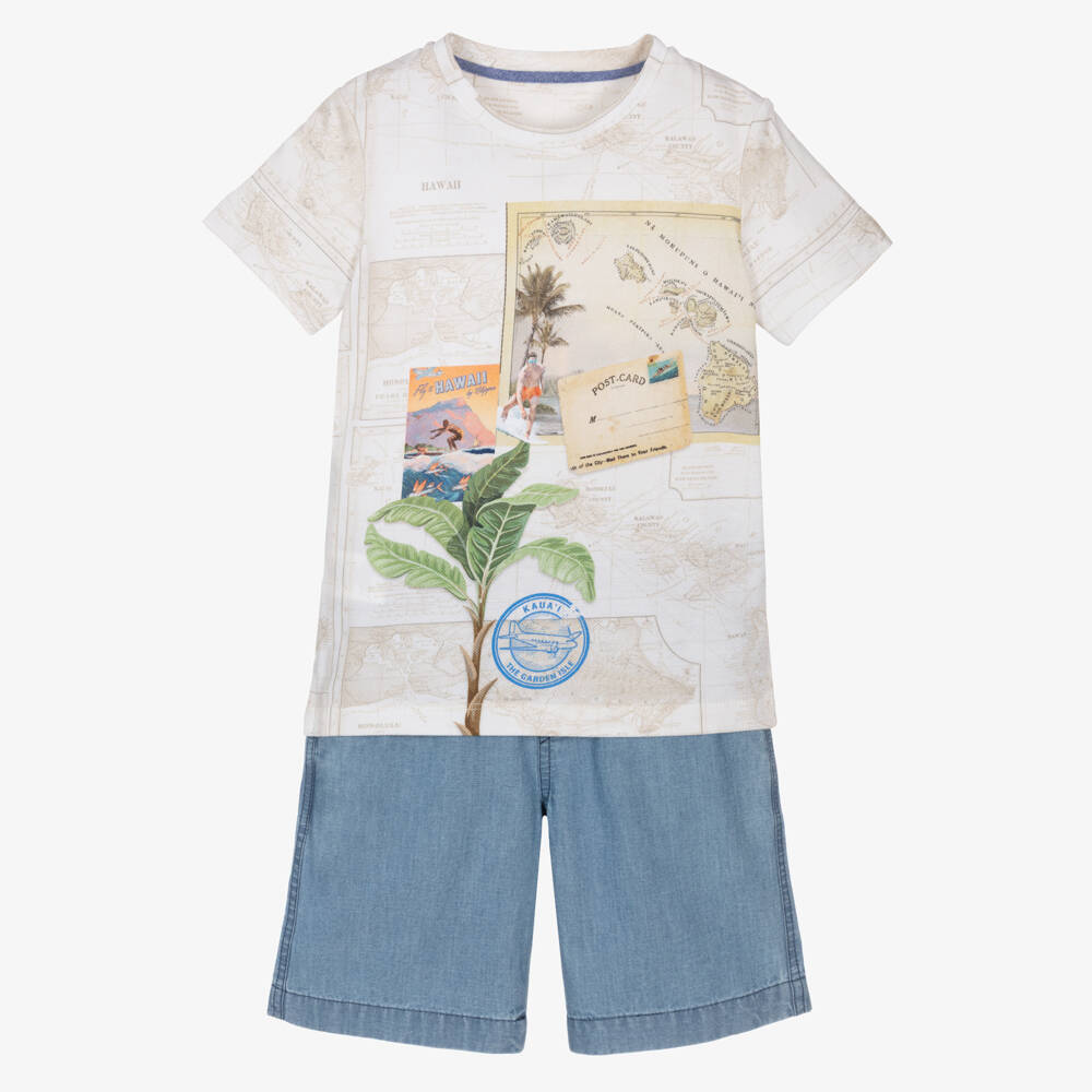 Lapin House-Комплект Белая Футболка и Шорты для Мальчиков Исследователь | Childrensalon Outlet