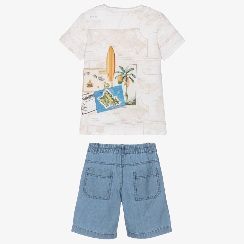 Lapin House-Комплект Белая Футболка и Шорты для Мальчиков Исследователь | Childrensalon Outlet