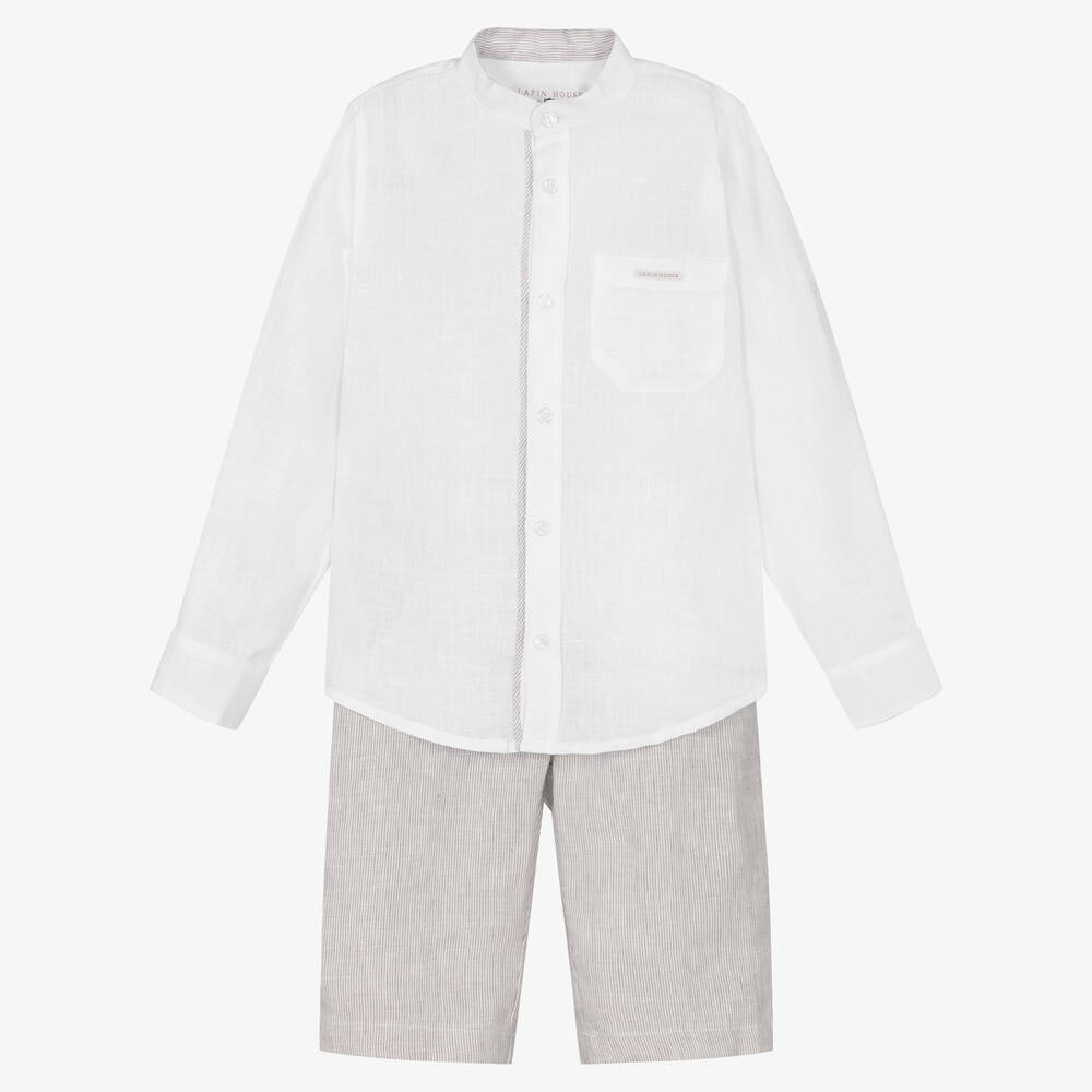 Lapin House - Ensemble short en lin gris garçon | Childrensalon