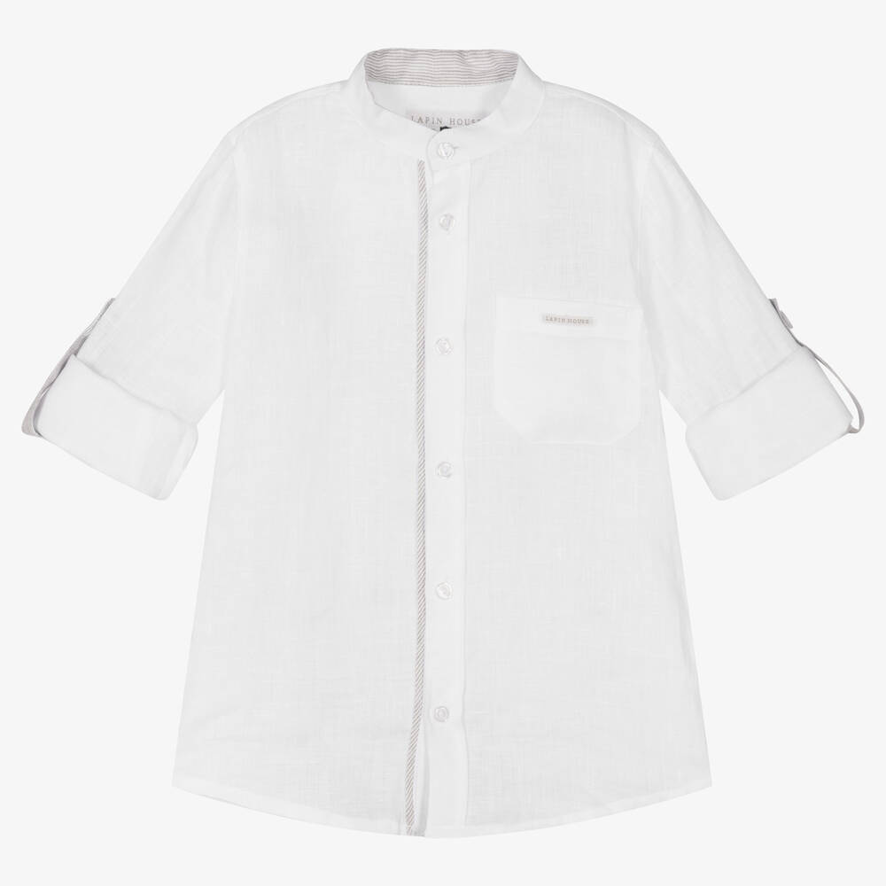 Lapin House-Boys White & Grey Linen Shorts Set | Childrensalon Outlet