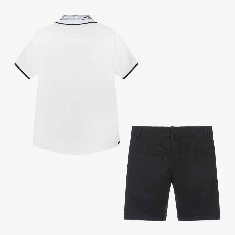 Lapin House-طقم شورت قطن لون أبيض وكحلي للأولاد | Childrensalon Outlet