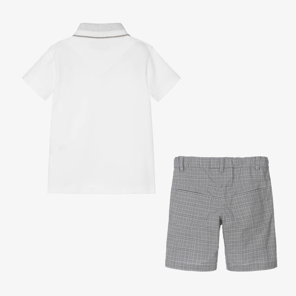 Lapin House-Boys White Polo Shirt & Grey Shorts Set | Childrensalon Outlet