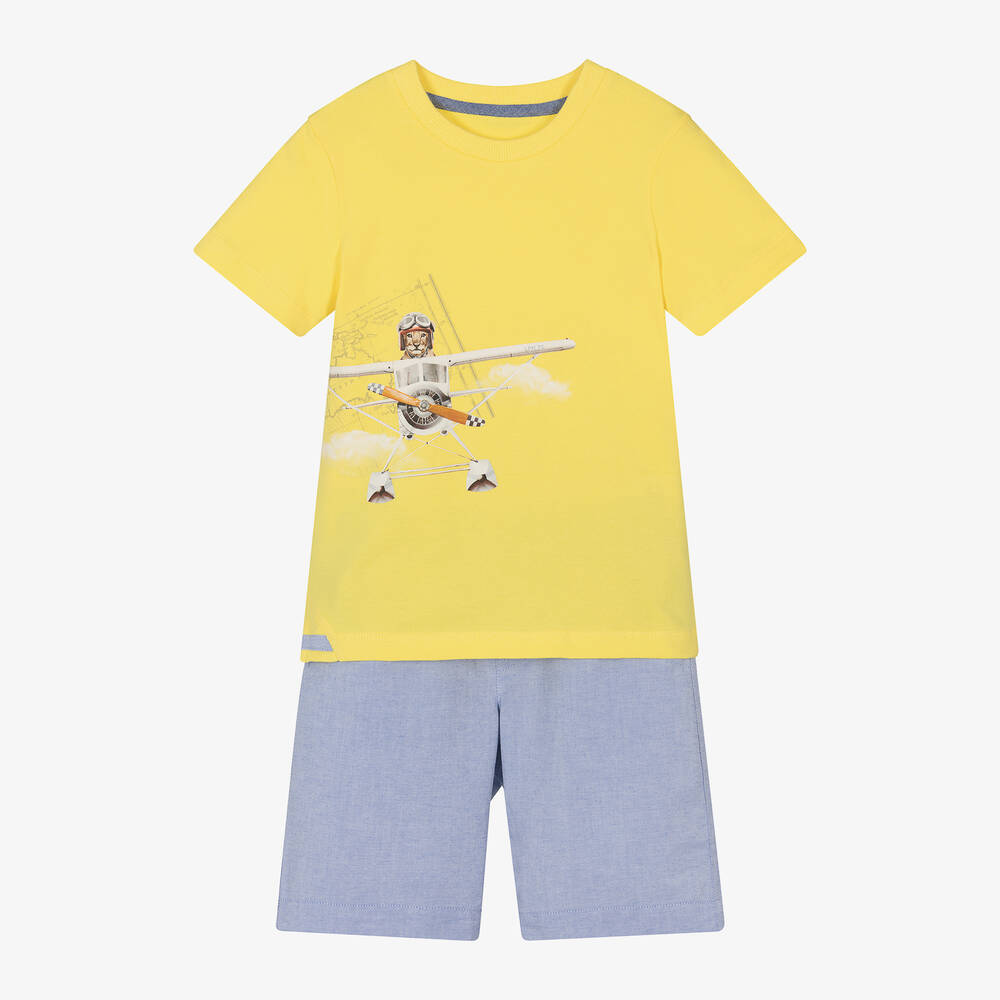 Lapin House-Желтая футболка и голубые шорты из хлопка для мальчиков | Childrensalon Outlet