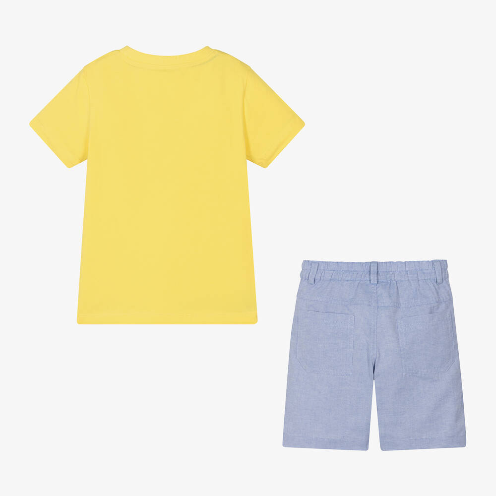 Lapin House-طقم شورت قطن لون أصفر وأزرق للأولاد | Childrensalon Outlet