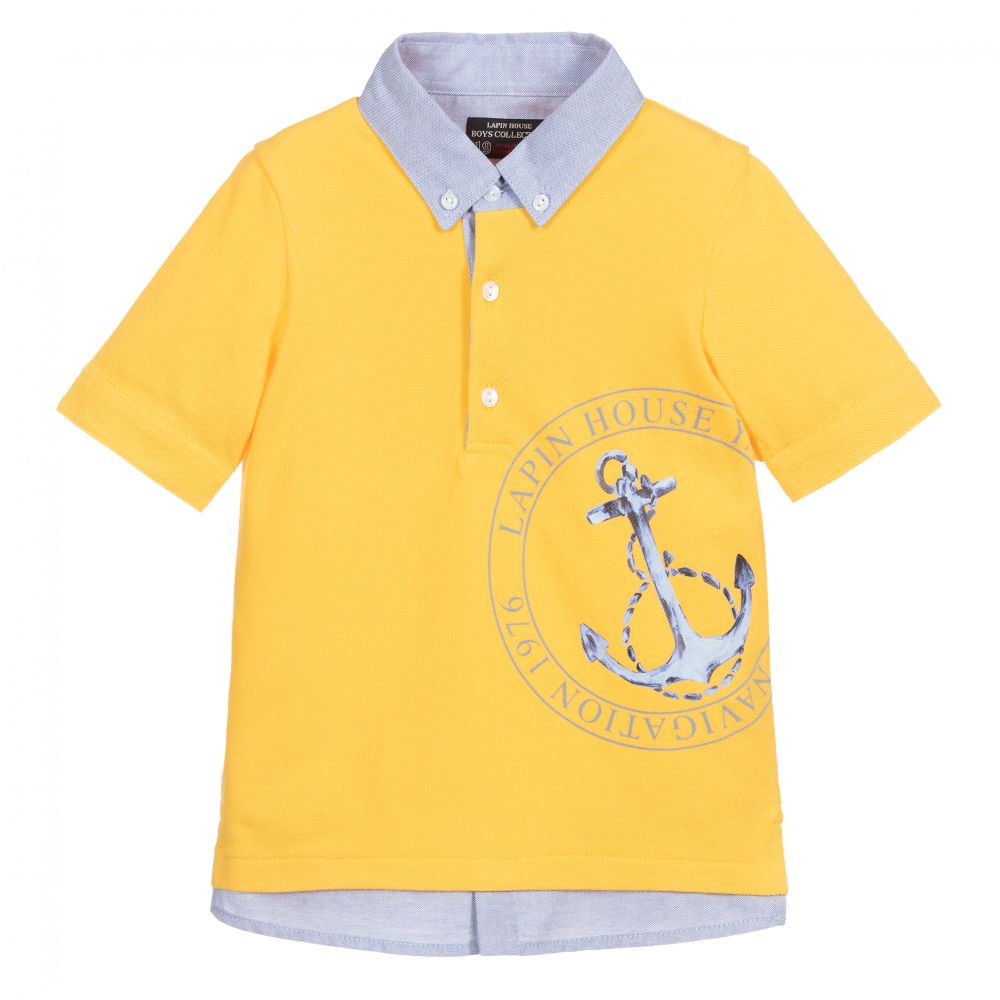 Lapin House - Рубашка поло желтого и голубого цвета для мальчиков | Childrensalon