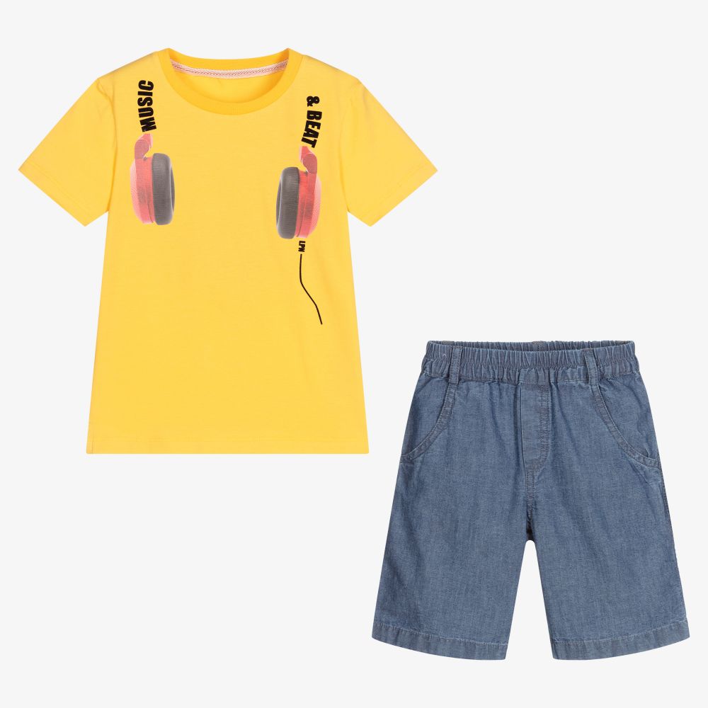 Lapin House-Boys Yellow & Blue Shorts Set | Childrensalon Outlet