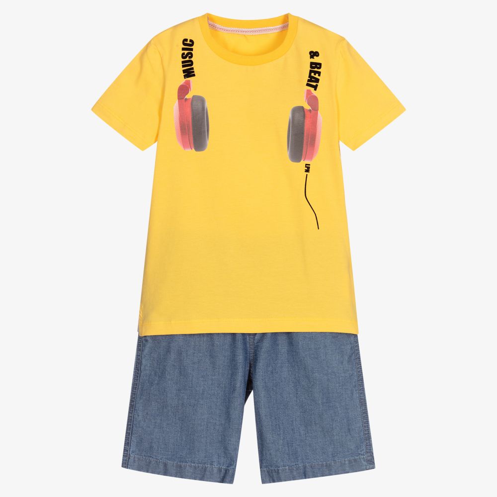 Lapin House-Желтая футболка и синие шорты для мальчиков | Childrensalon Outlet