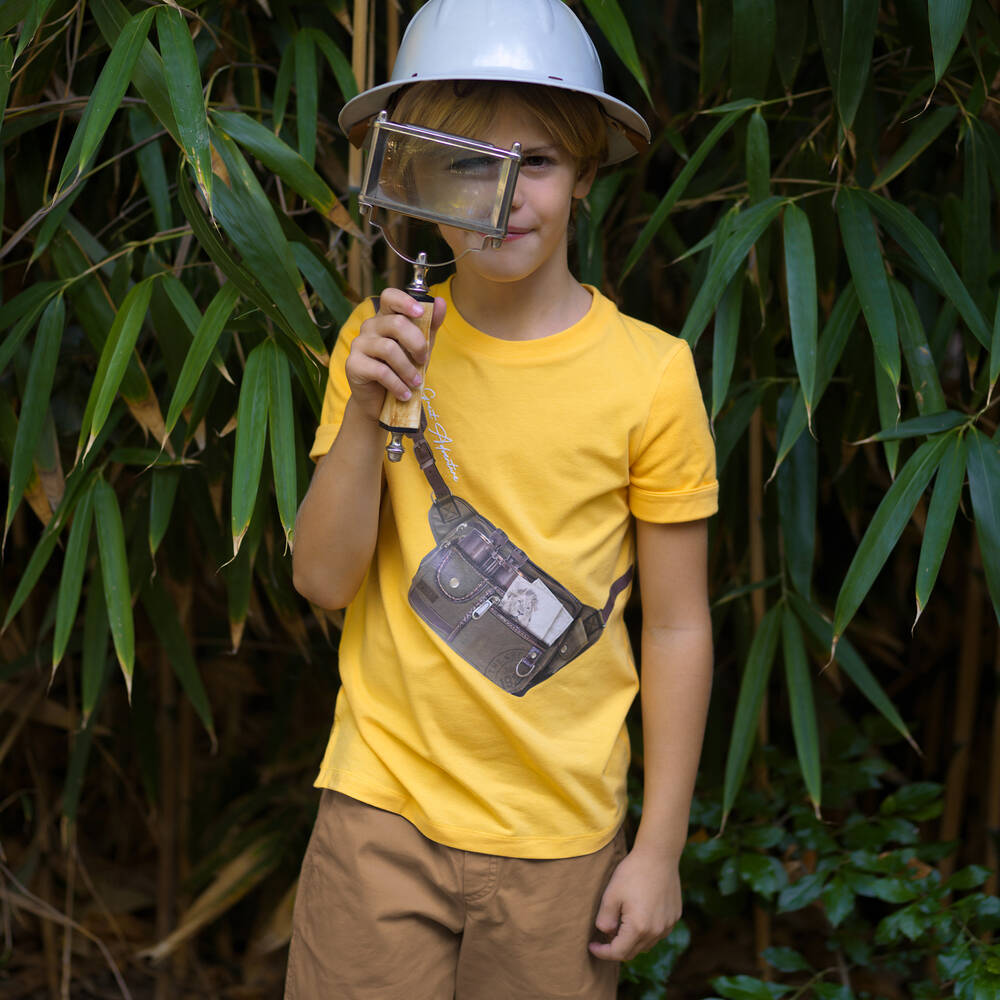 Lapin House Boys Yellow & Brown Cotton Shorts Set Childrensalon Outlet