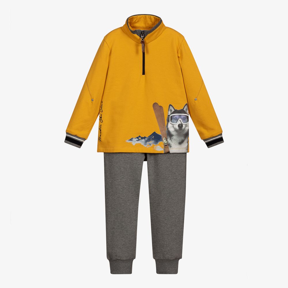 Lapin House - Boys Yellow & Grey Tracksuit | Childrensalon