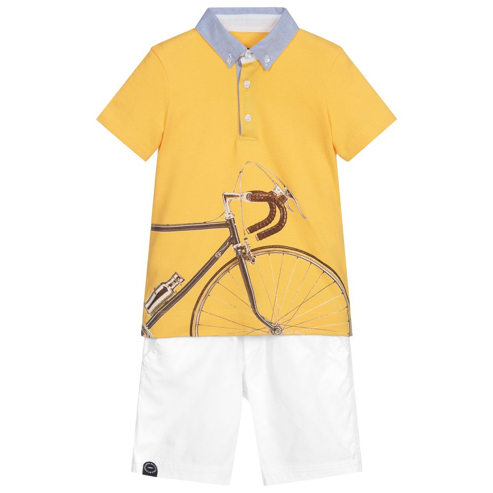 Lapin House - Желтая футболка с белыми шортами для мальчиков | Childrensalon