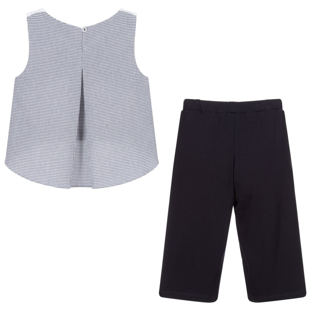 لابين هاوس-طقم بنطلون كولوت وتوب قطن وفيسكوز جيرسي لون أبيض وكحلي | Childrensalon Outlet