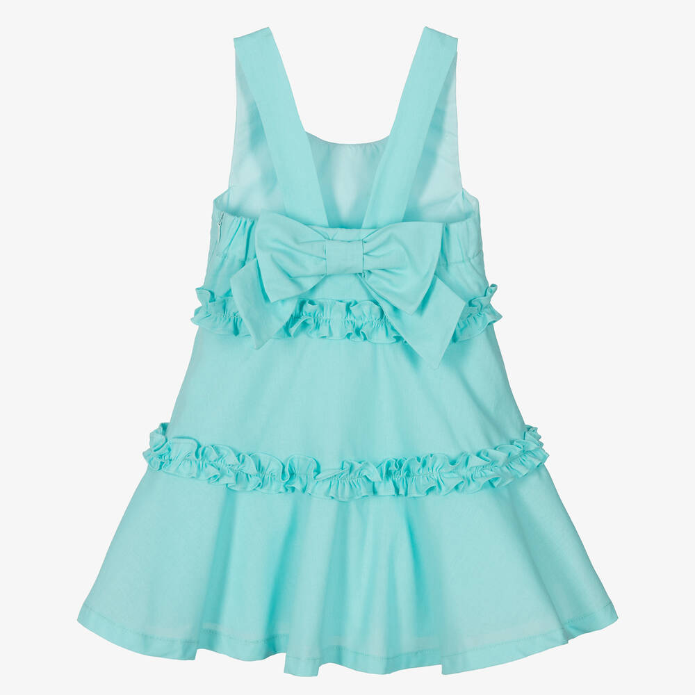 Lapin House-Girls Aqua Blue Cotton Ruffle Dress | Childrensalon Outlet