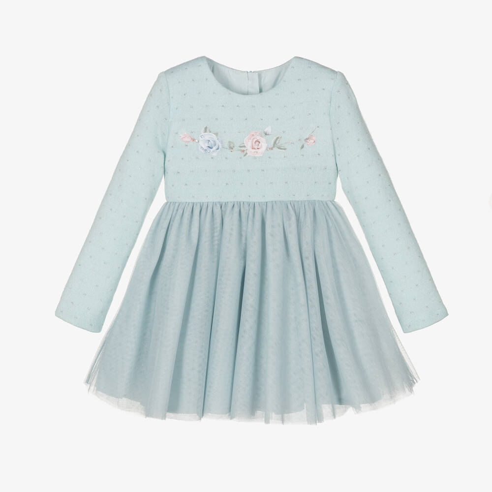 Lapin House - Голубое трикотажное платье для девочек | Childrensalon