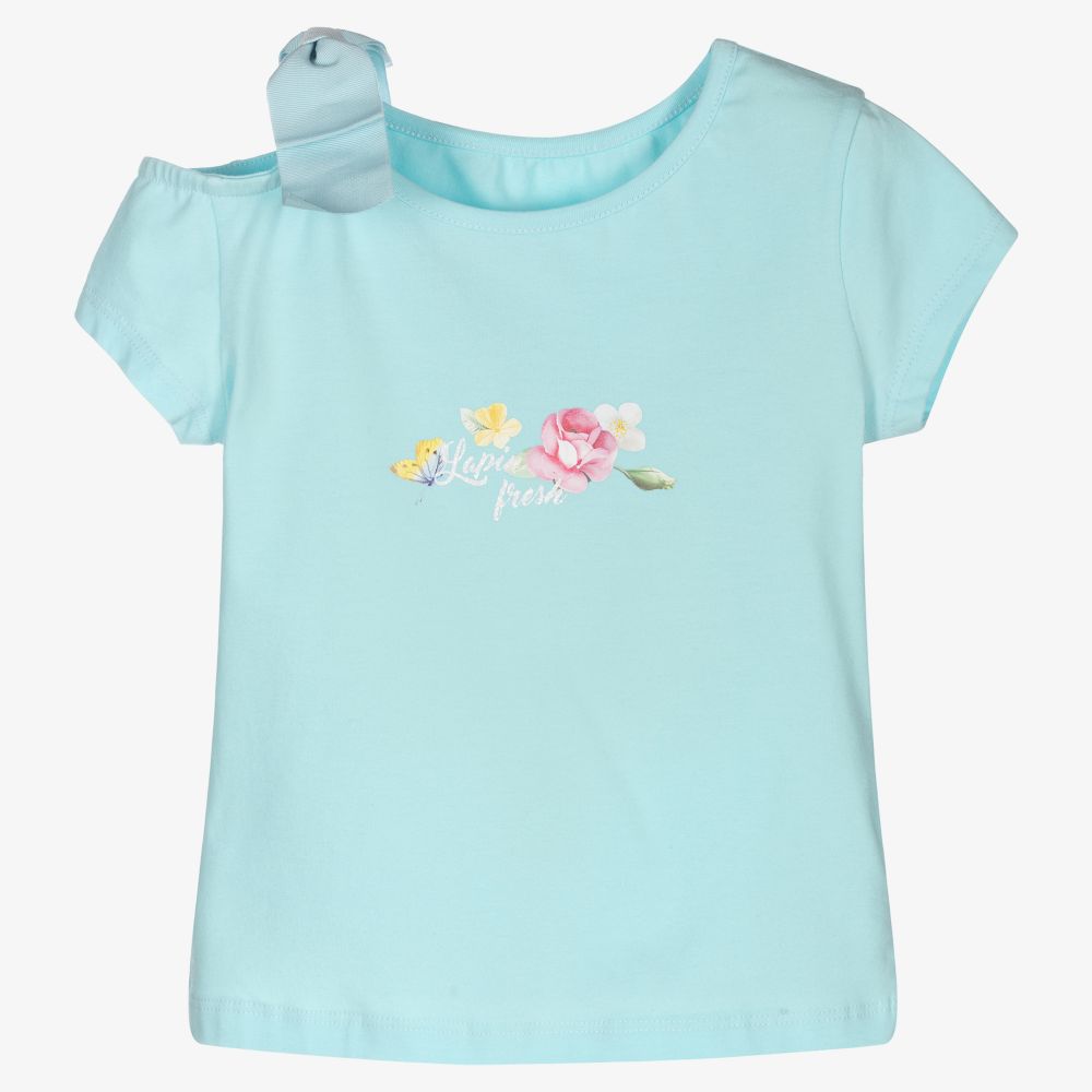 Lapin House - Girls Aqua Blue Logo T-Shirt | Childrensalon