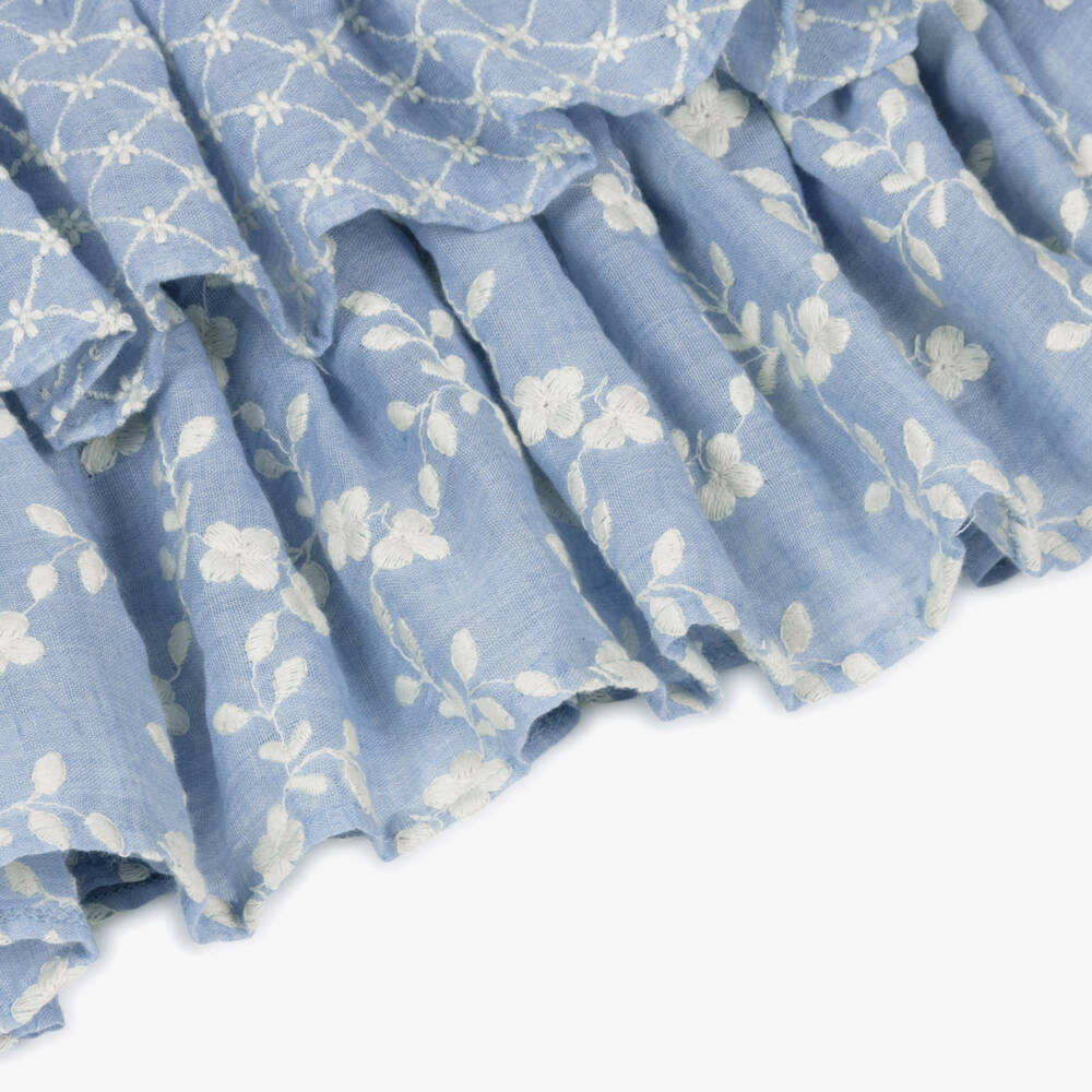 Lapin House-Платье с цветочной вышивкой для девочек в лазурном цвете | Childrensalon Outlet