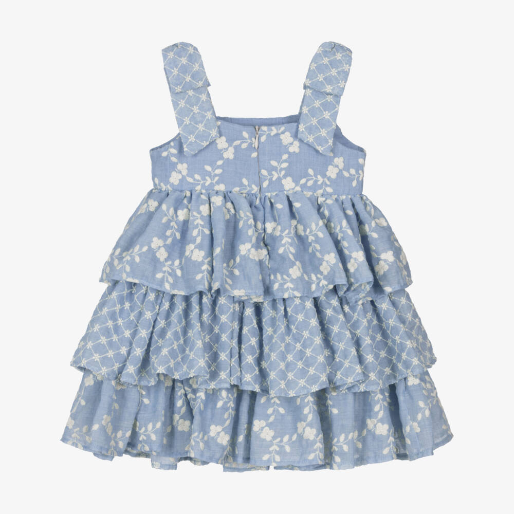 Lapin House-Платье с цветочной вышивкой для девочек в лазурном цвете | Childrensalon Outlet