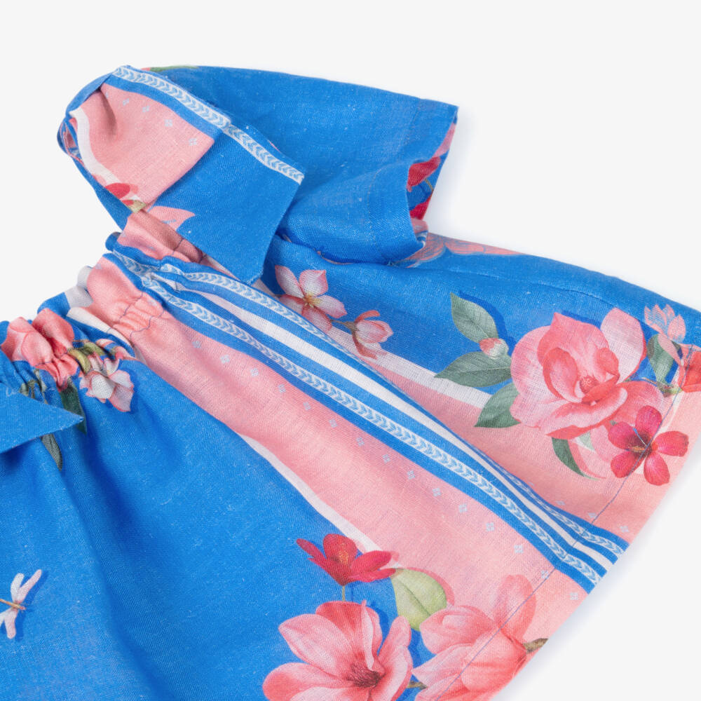 Lapin House-Girls Azure Floral Linen Top | Childrensalon Outlet