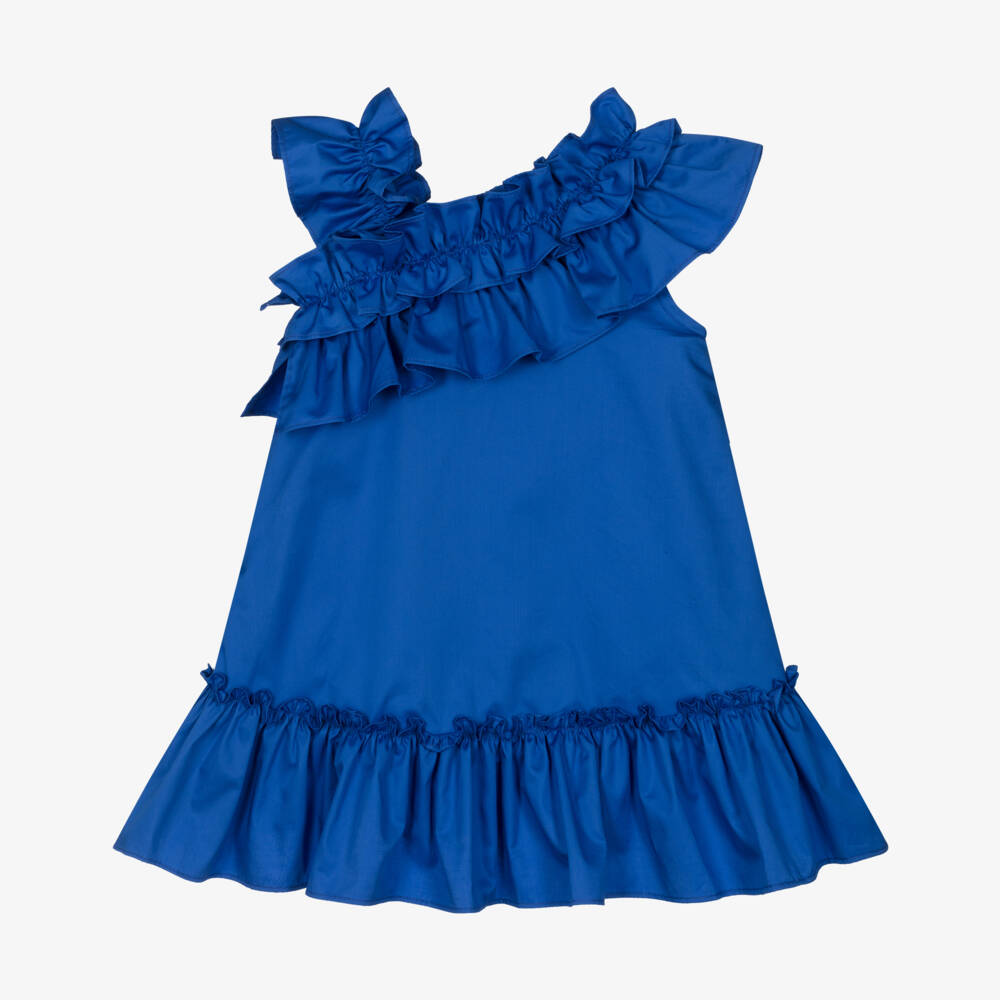 Lapin House-Girls Azure Ruffle Accent Dress | Childrensalon Outlet