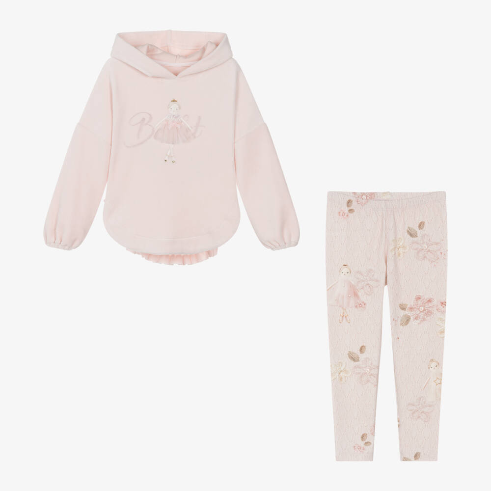 Lapin House-Girls Ballet-Themed Pink Leggings Ensemble | Childrensalon Outlet