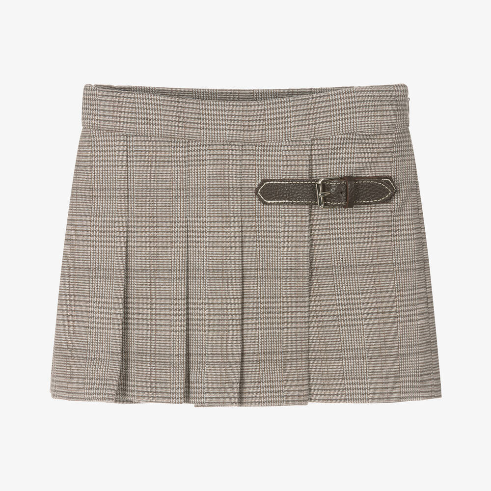 Lapin House - Бежевая юбка-шорты в клетку со складками | Childrensalon