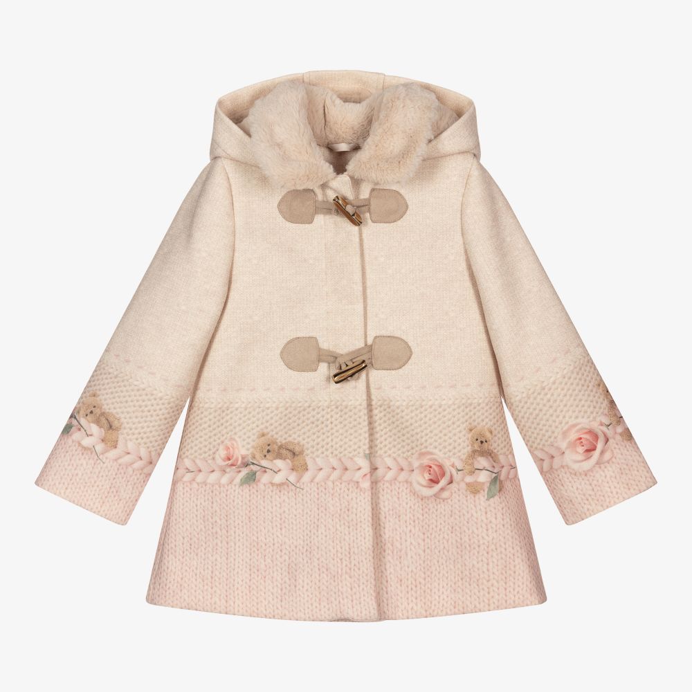 Lapin House - Girls Beige Hooded Coat | Childrensalon