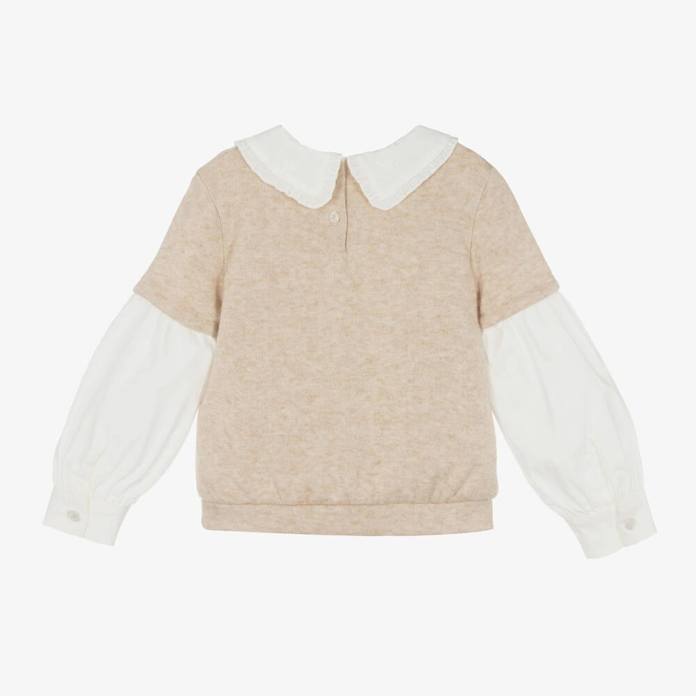 Lapin House-Girls Beige Layered Knit Top | Childrensalon Outlet