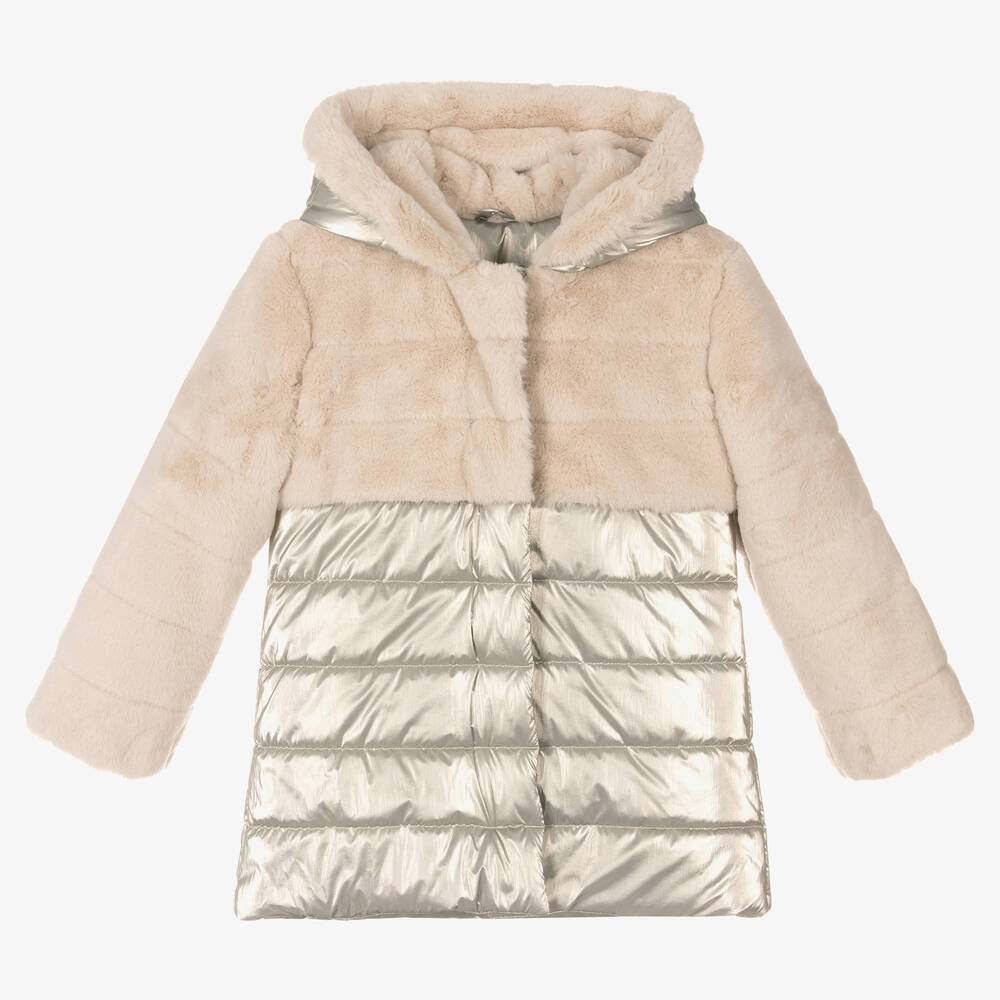 Lapin House - Girls Beige Puffer Coat | Childrensalon