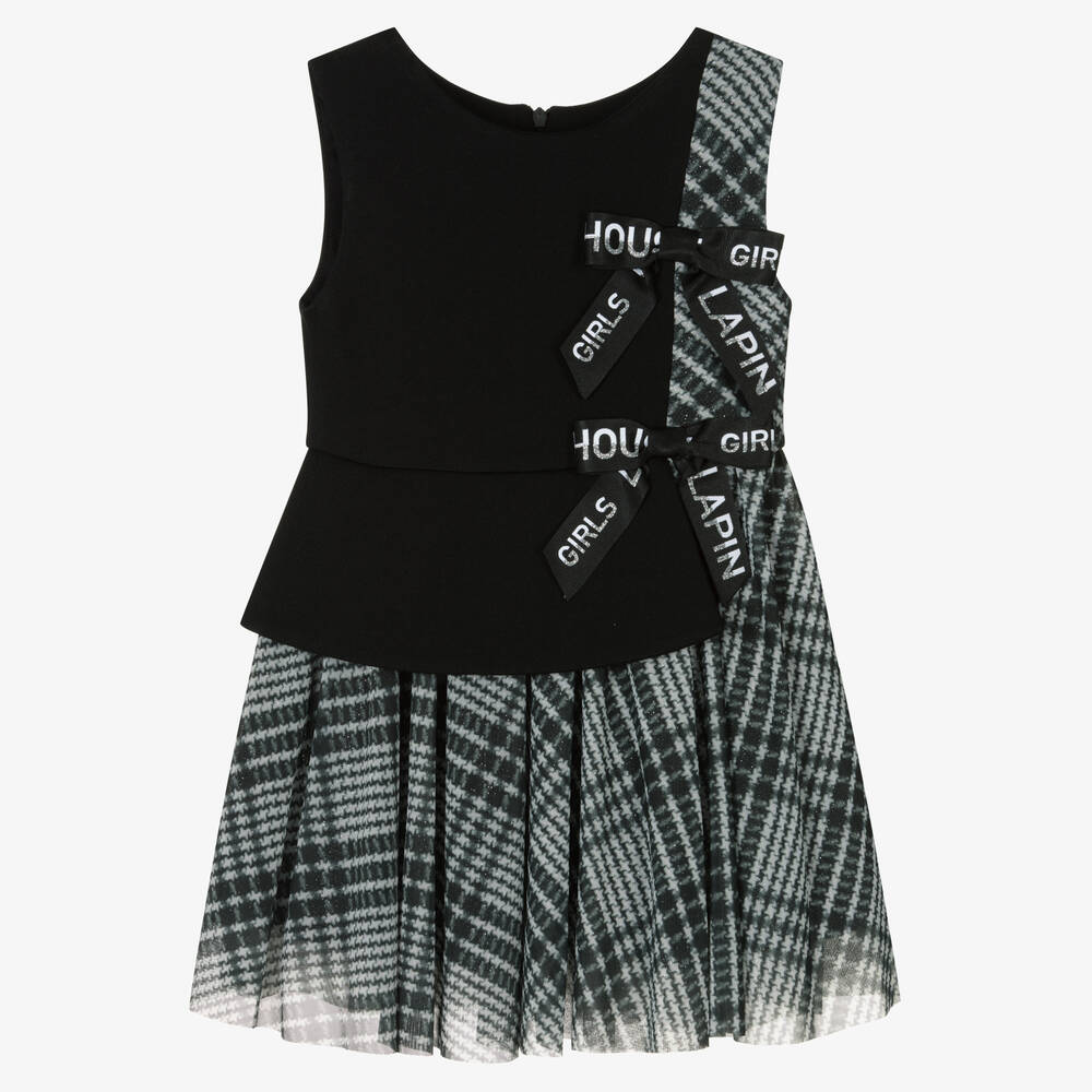 Lapin House - Girls Black Houndstooth Dress | Childrensalon