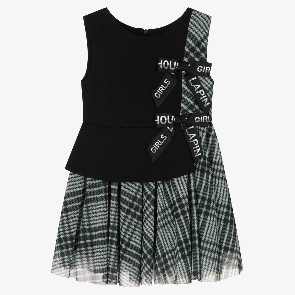 Lapin House - Schwarzes Kleid mit Hahnentrittmuster (M) | Childrensalon