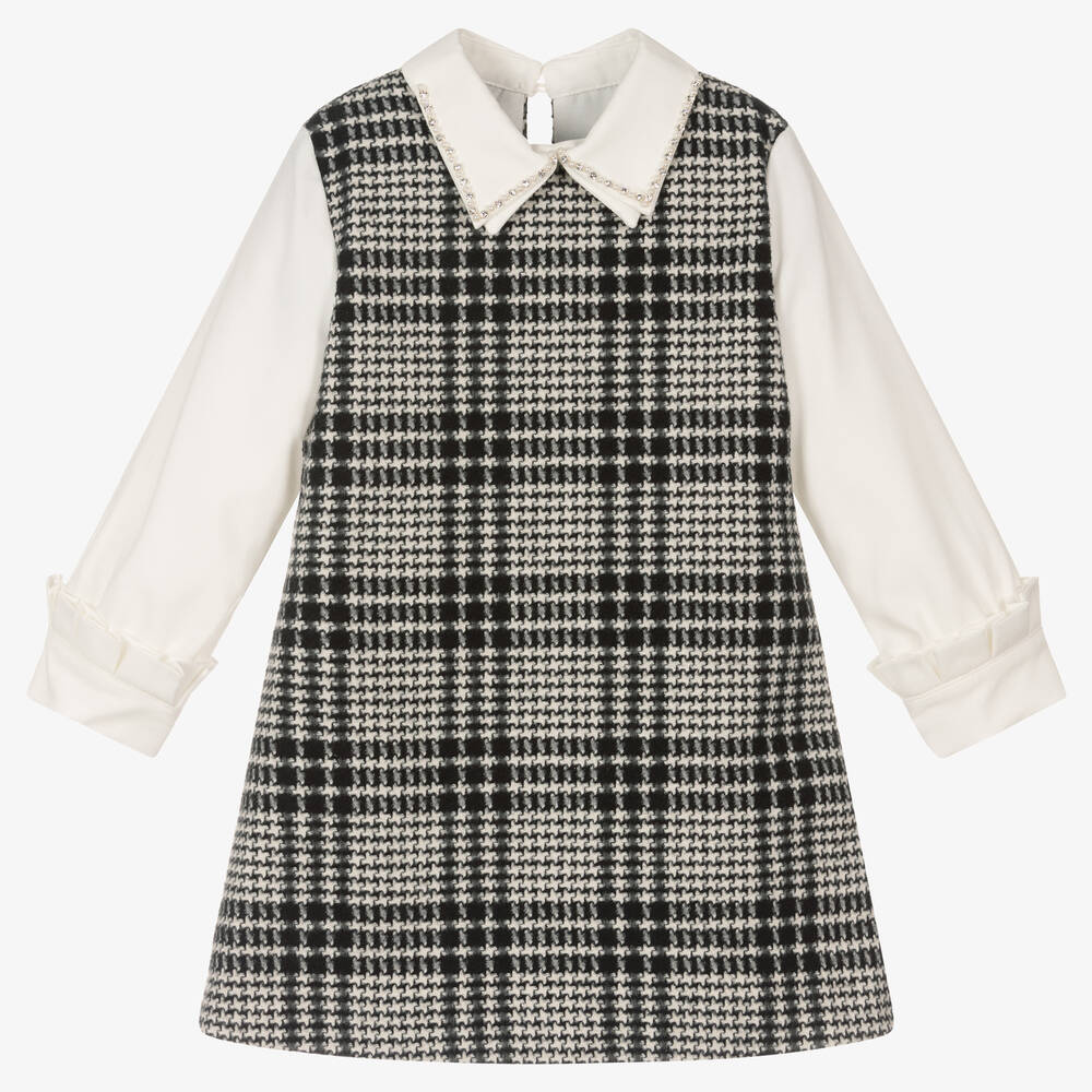 Lapin House-Girls Black Houndstooth Dress | Childrensalon Outlet