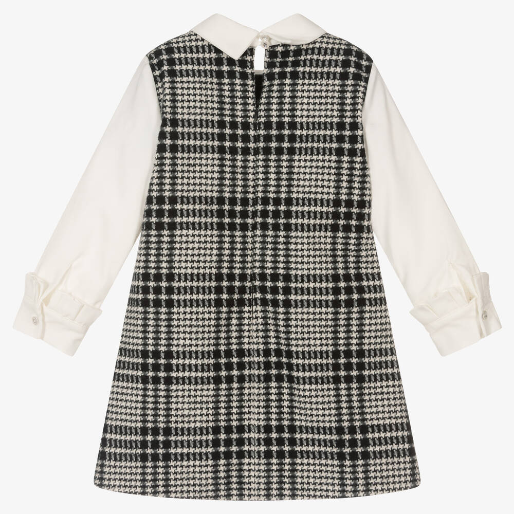 Lapin House-فستان قطن تويل لون أسود وأبيض | Childrensalon Outlet