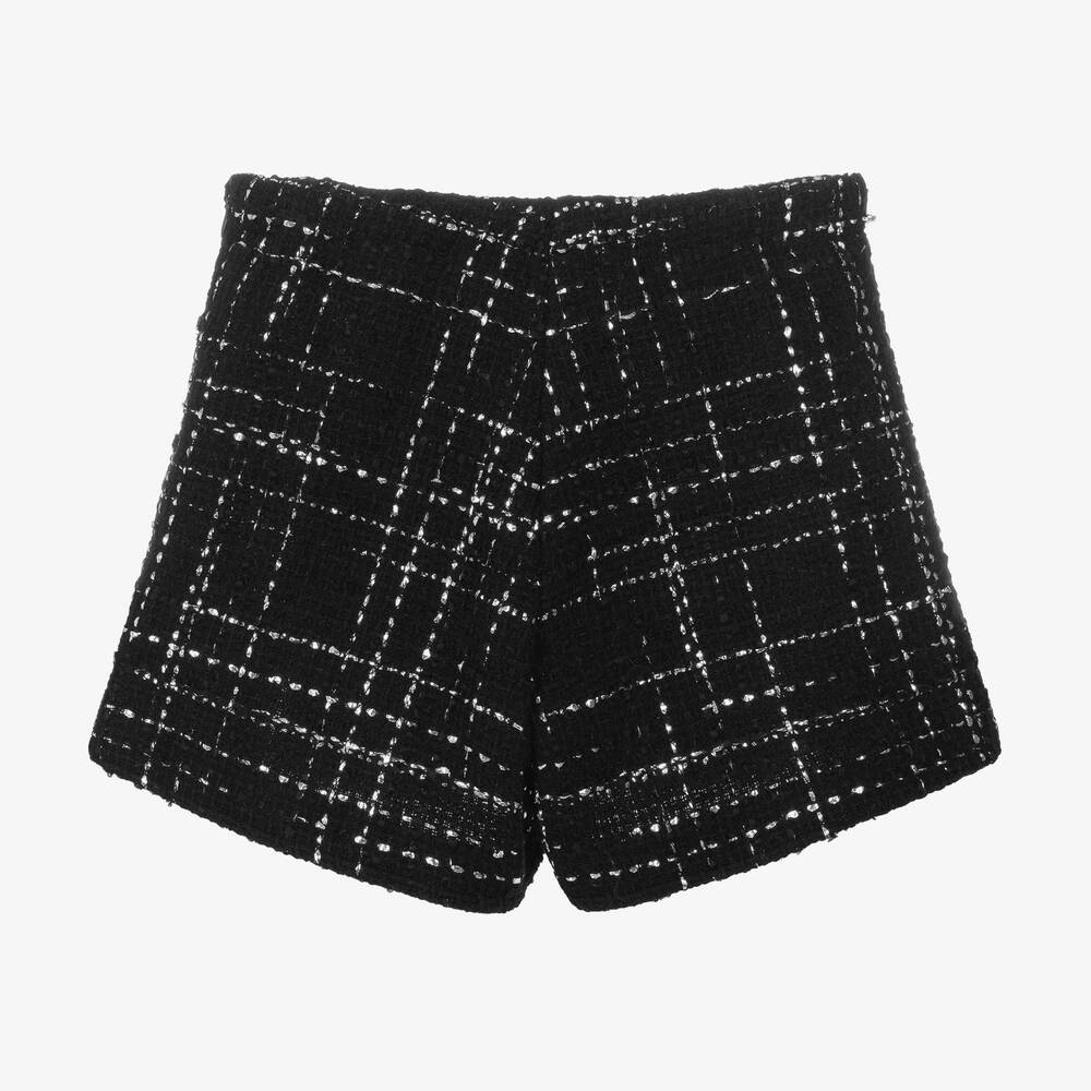 Lapin House-Черно-серебристая юбка-шорты из твида | Childrensalon Outlet