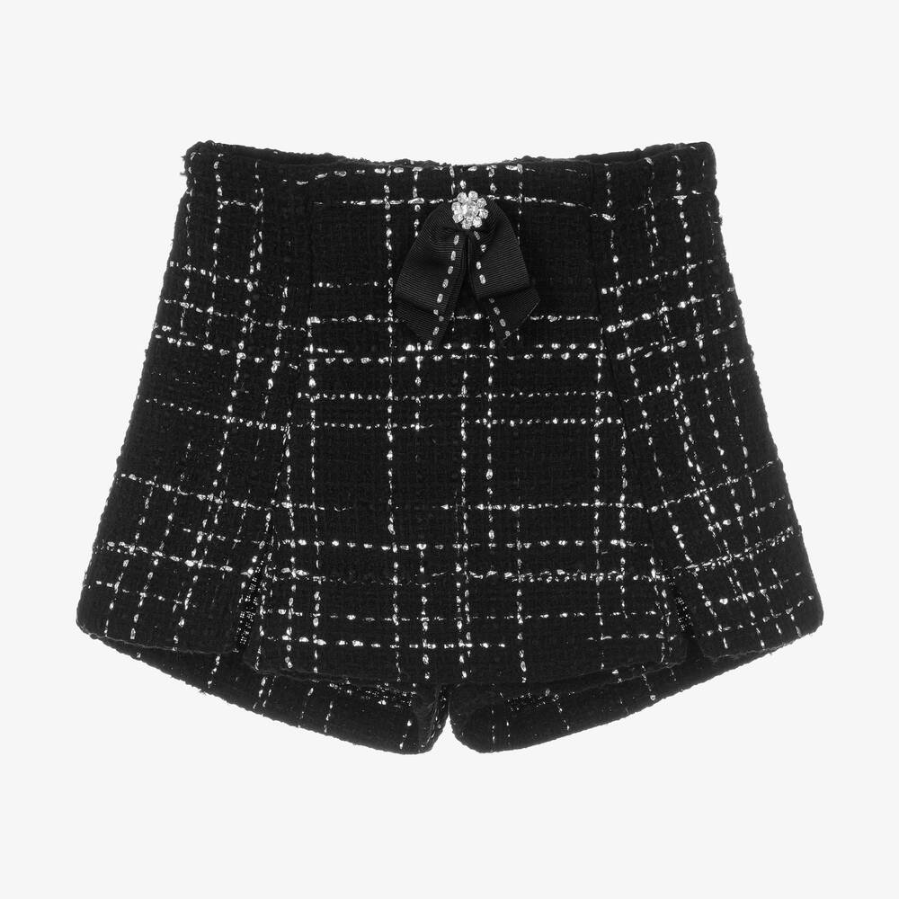 Lapin House - Tweed-Skort in Schwarz und Silber | Childrensalon