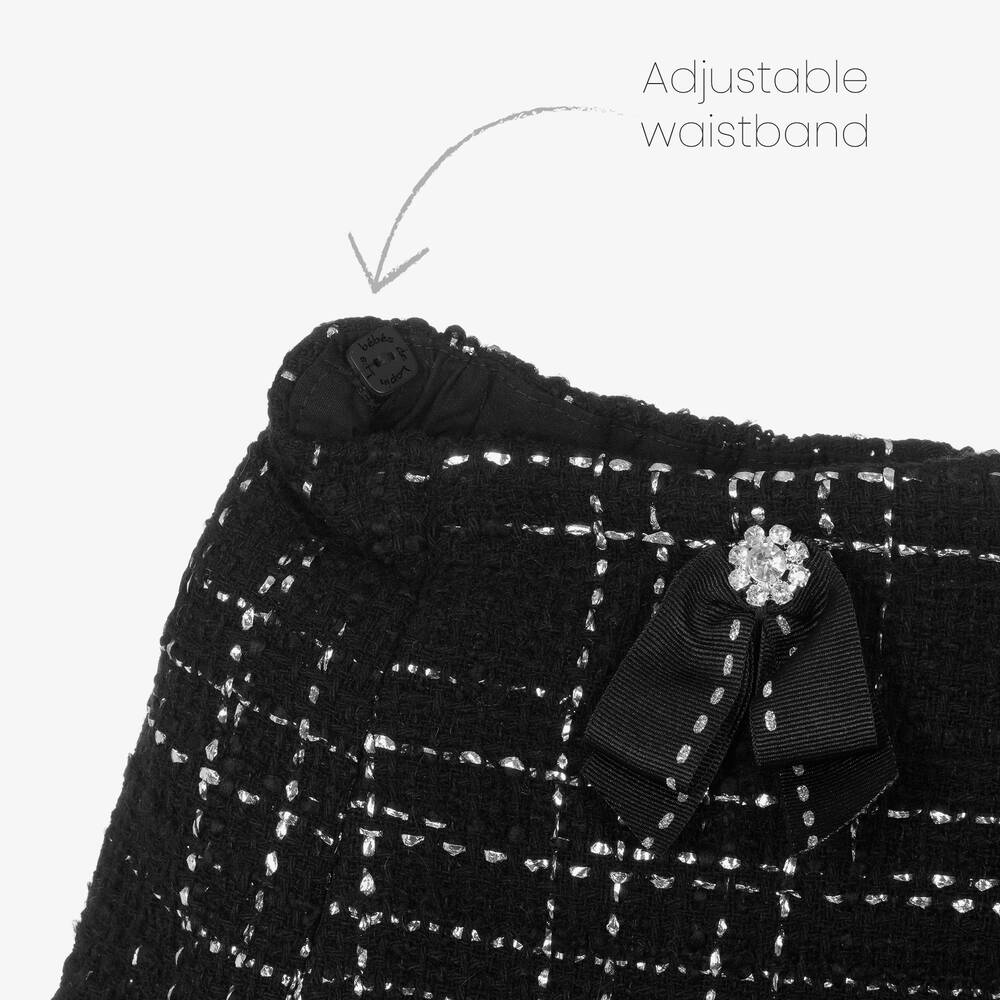 Lapin House-Черно-серебристая юбка-шорты из твида | Childrensalon Outlet