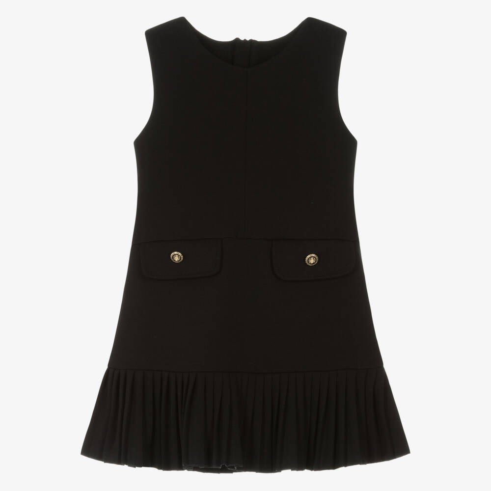 Lapin House-Girls Black Sleeveless Dress with Pleated Hem | Childrensalon Outlet