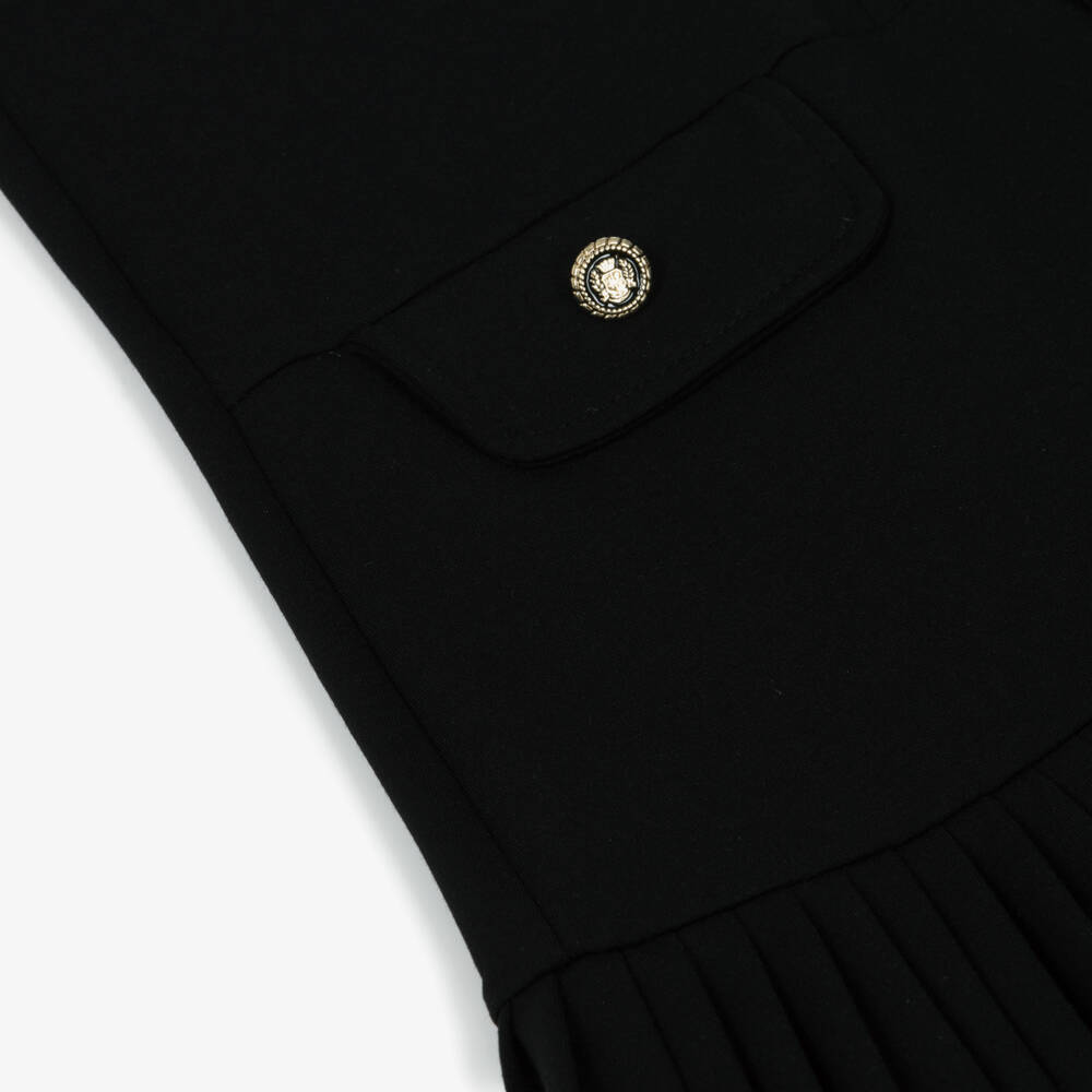 Lapin House-Girls Black Sleeveless Dress with Pleated Hem | Childrensalon Outlet