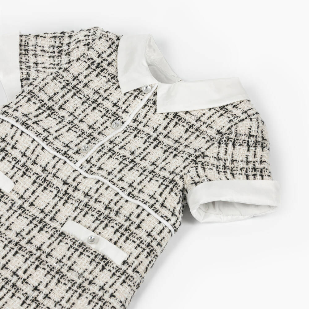 Lapin House-Girls Black Tweed Collar Dress | Childrensalon Outlet