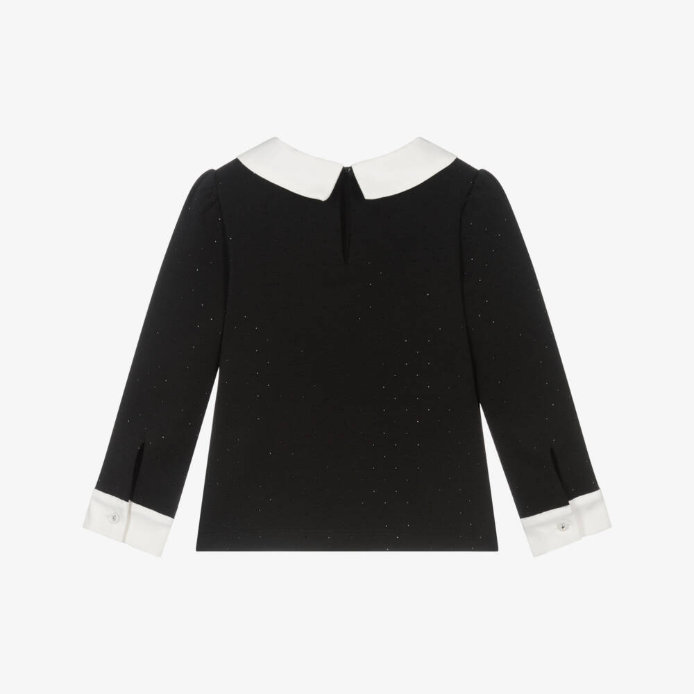Lapin House-Girls Black & White Blouse with Diamanté | Childrensalon Outlet