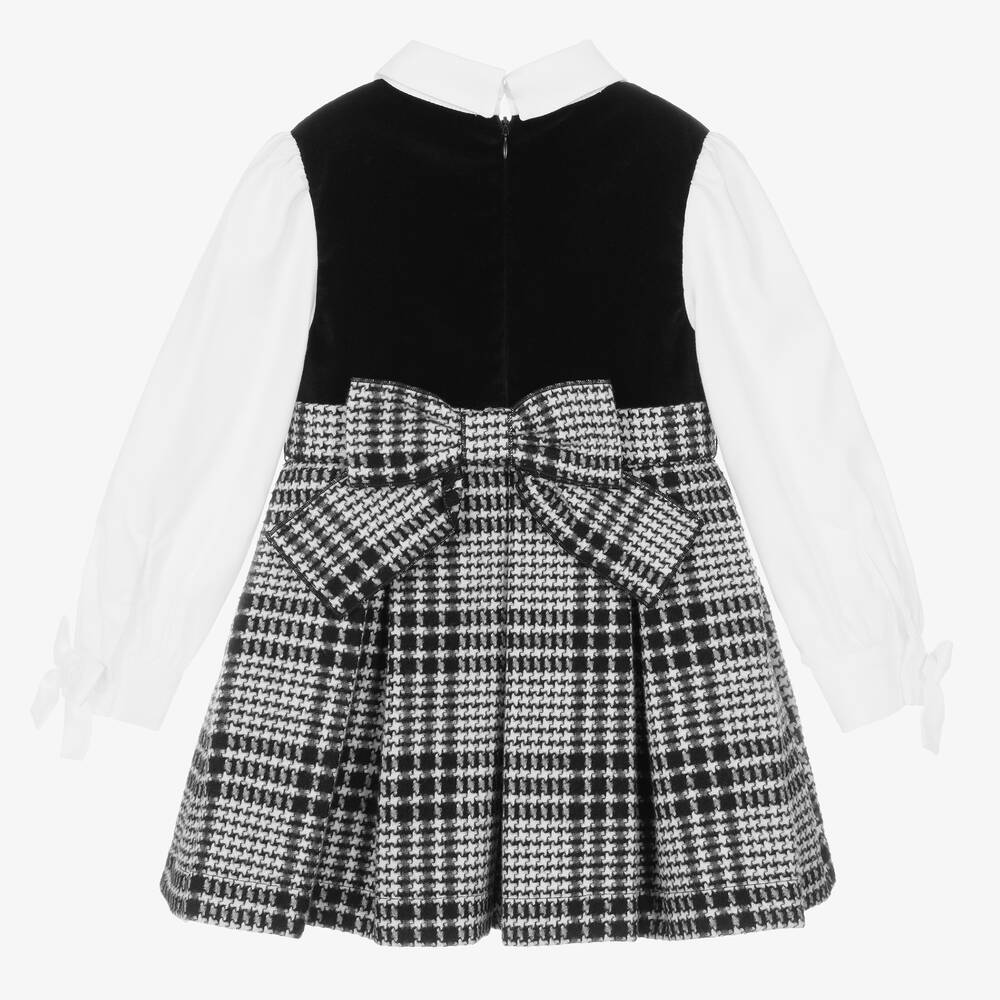 Girls black and best sale white plaid dress