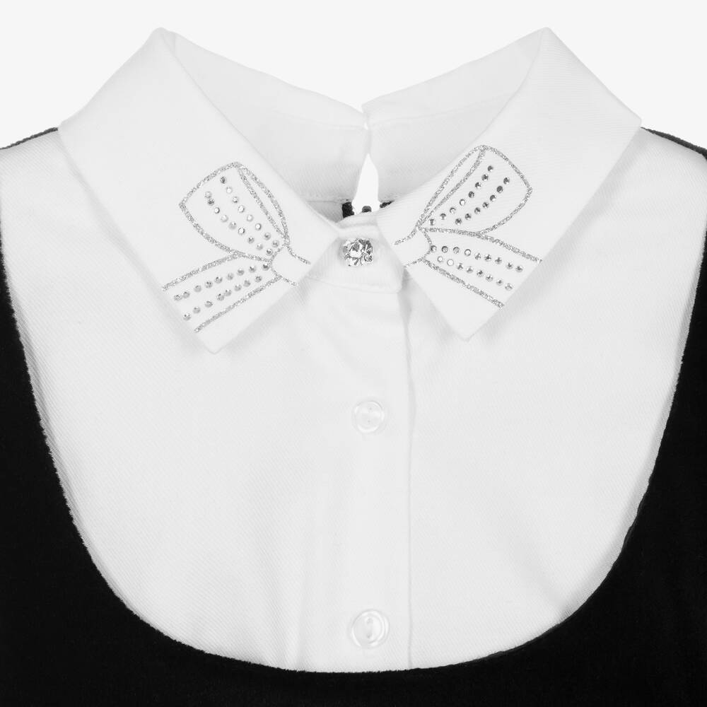 Lapin House-فستان مزيج قطن كاروهات لون أسود وأبيض | Childrensalon Outlet