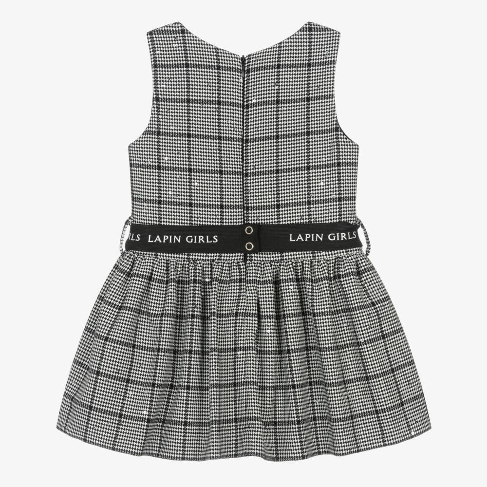 Lapin House-Girls Black & White Houndstooth Belted Dress | Childrensalon Outlet