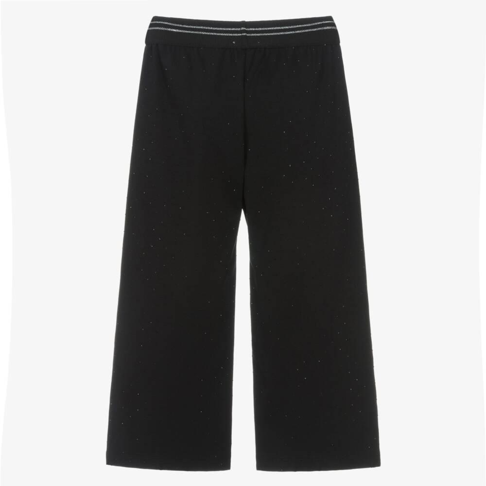 Lapin House-Girls Black Wide Leg Trousers with Diamanté | Childrensalon Outlet