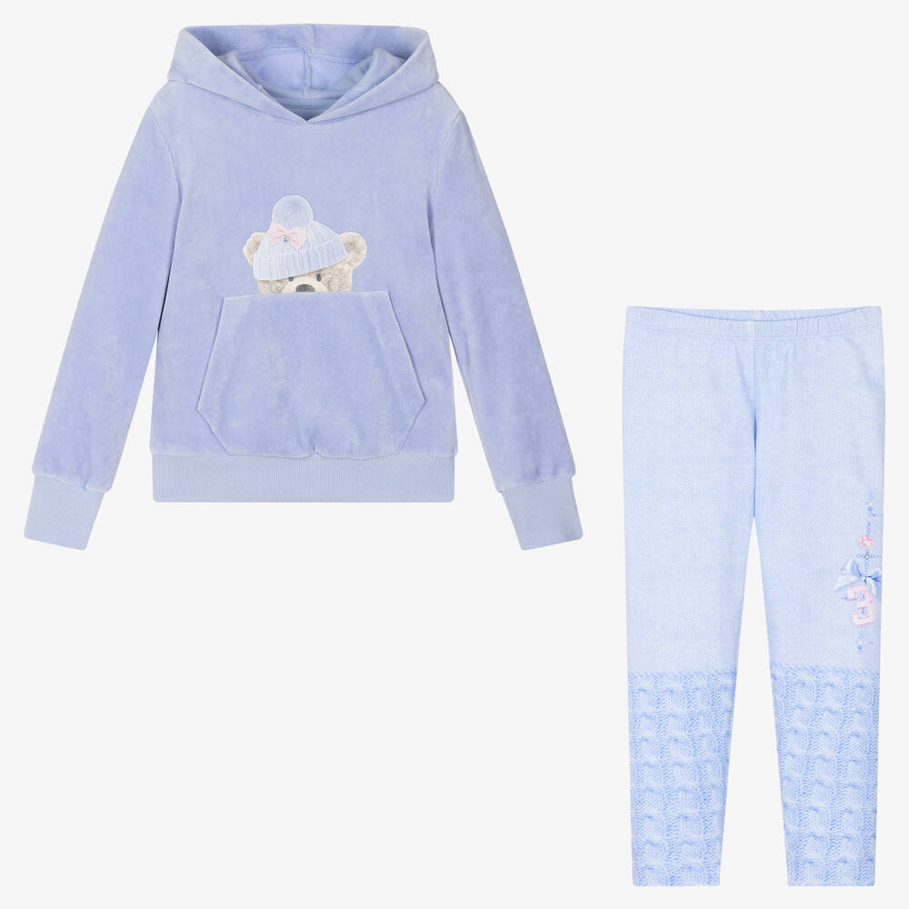 Lapin House-Girls Blue Bear Hoodie & Leggings Set | Childrensalon Outlet