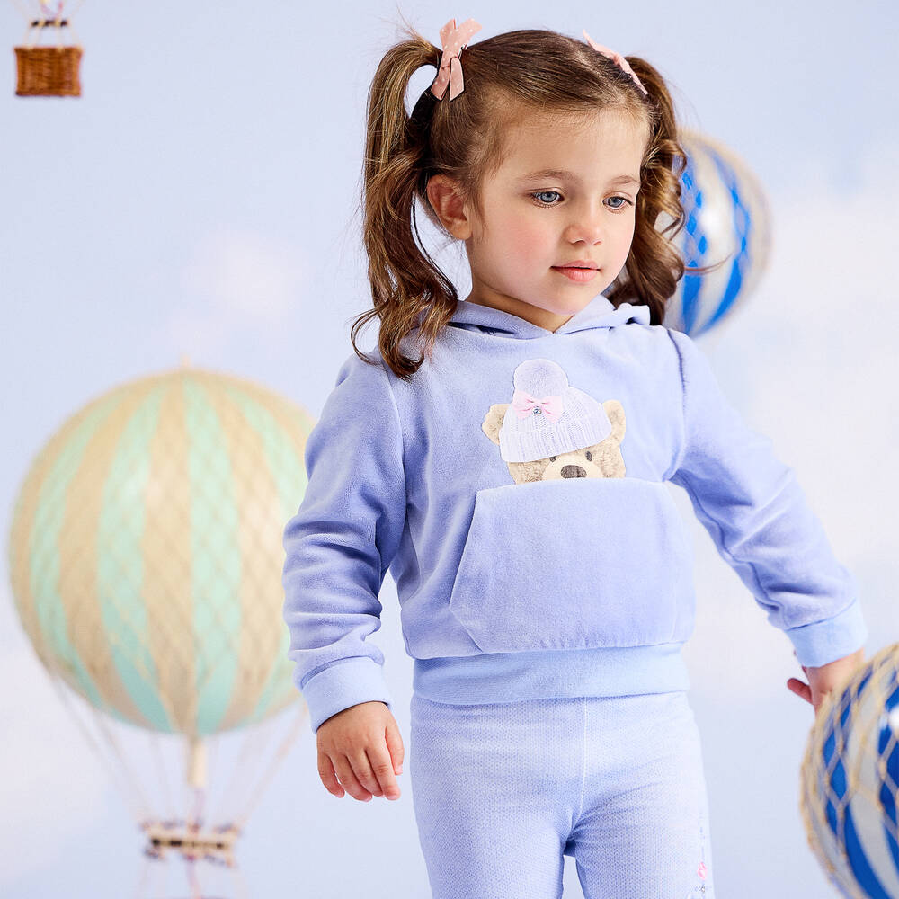Lapin House-Girls Blue Bear Hoodie & Leggings Set | Childrensalon Outlet